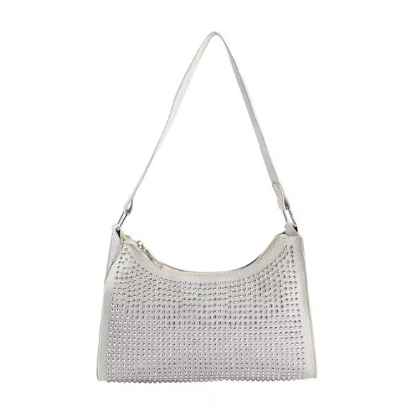 Cream  Faux Leather and Crystal Sling Bag - Picture 1 of 6